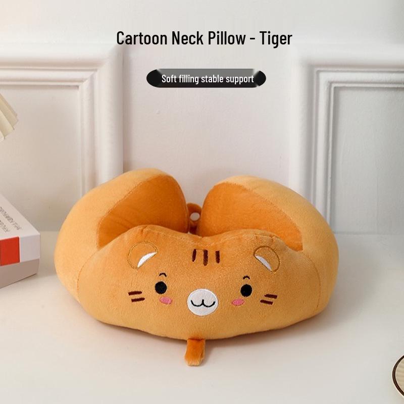 Cartoon Portable U-Shaped Neck Pillow - Foldable & Multifunctional for Travel
