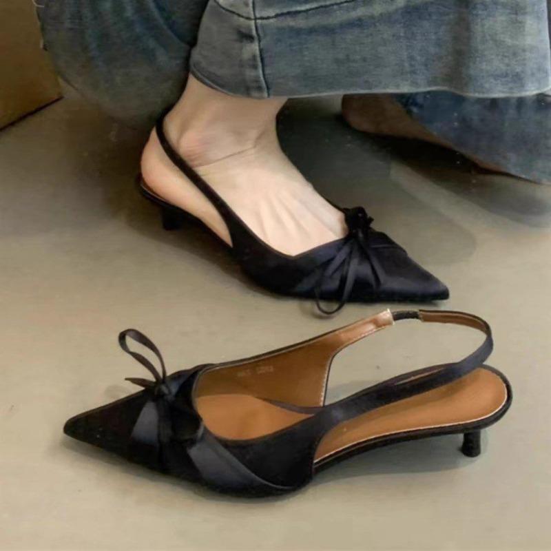 Bow Sexy Pointed Toe High Heels Shoes Elegant Women Sandals 2025 Brand Mary Jane Summer Fad New Party Dress Shoes Pumps Mujer