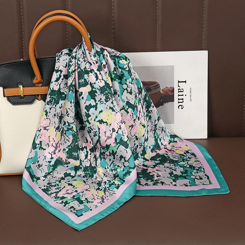 Foulard carré en satin de soie imprimé de luxe pour femmes, châle, hijab, foulard, ruban pour cheveux, bandeau, mode, bandana, nouveau