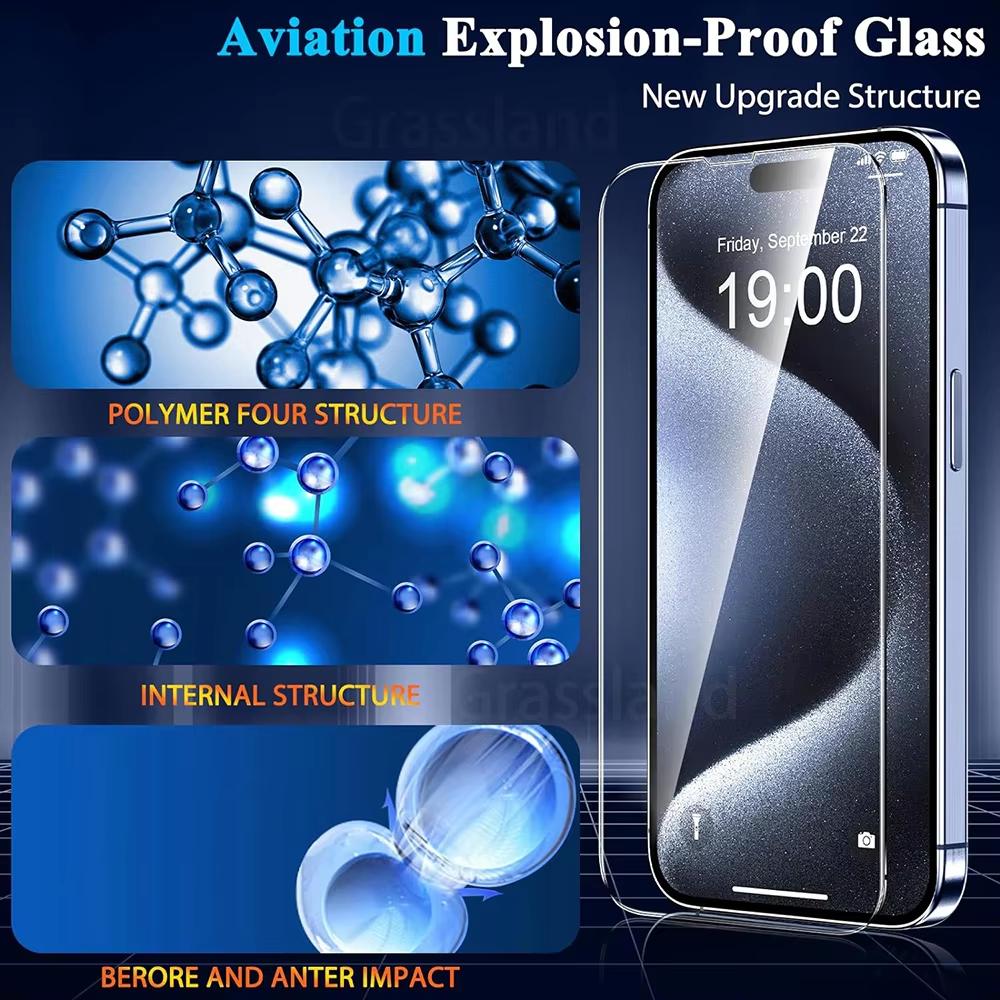 4Pcs Tempered Glass Screen Protector for IPhone 13 16 17 15 12 11 Pro Max 14 15 16 Plus 16e 12 13 Mini XR XS Air Toughened Glass