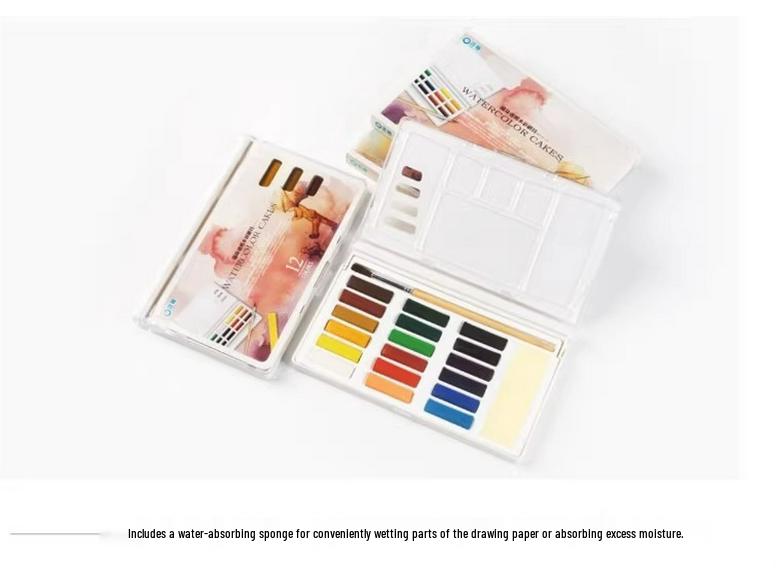 Xiongshi Portable Solid Watercolor Set - 12 or 24 Transparent Colors for Art Painting