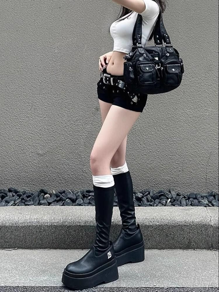 Y2K Style Plus Size Low Waist Slim Fit A-Line Denim Super Shorts - European & American Retro Trendy Women's Hot Pants.