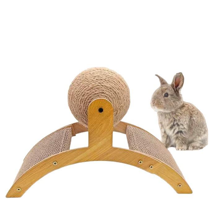 Wooden Ferris Wheel Rotating Cat Scratching Board & Nail File - Durable, Multi-functional Toy for Cats