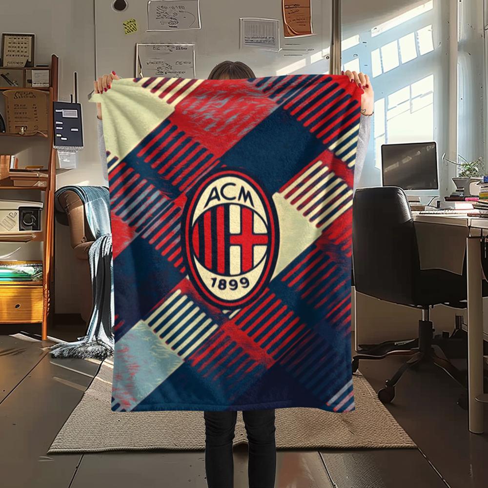 1pc AC Milan Print Flannel Blanket, High quality Comfortable for All Seasons, Home Decor, Warmth and Comfort, Perfect for Christmas Gifts05