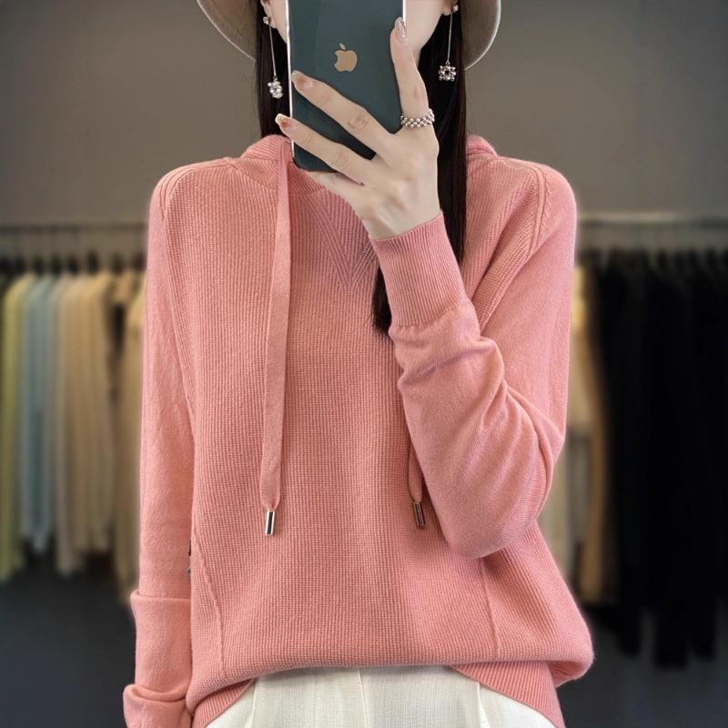 Thickened Warm Hoodie Autumn and Winter New Loose Hooded Knitted Sweater Women's Versatile Soft Waxy Sweater Jacket Tide
