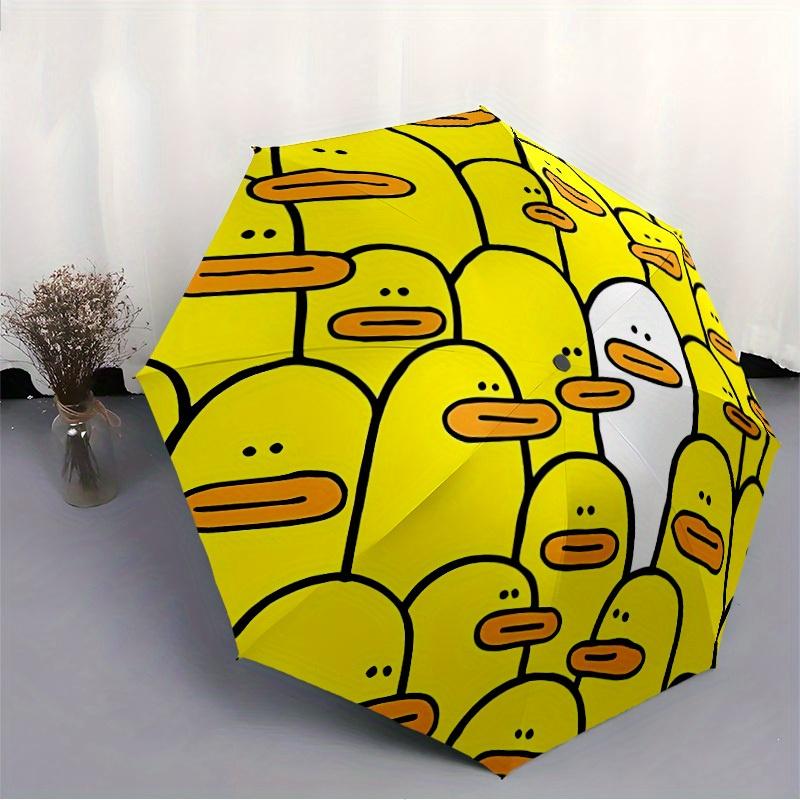 1pc Duck Pattern Automatic Opening/Closing Folding Umbrella with 68 Ribs, Plastic Handle, Windproof Portable Sunshade Umbrella Halloween and