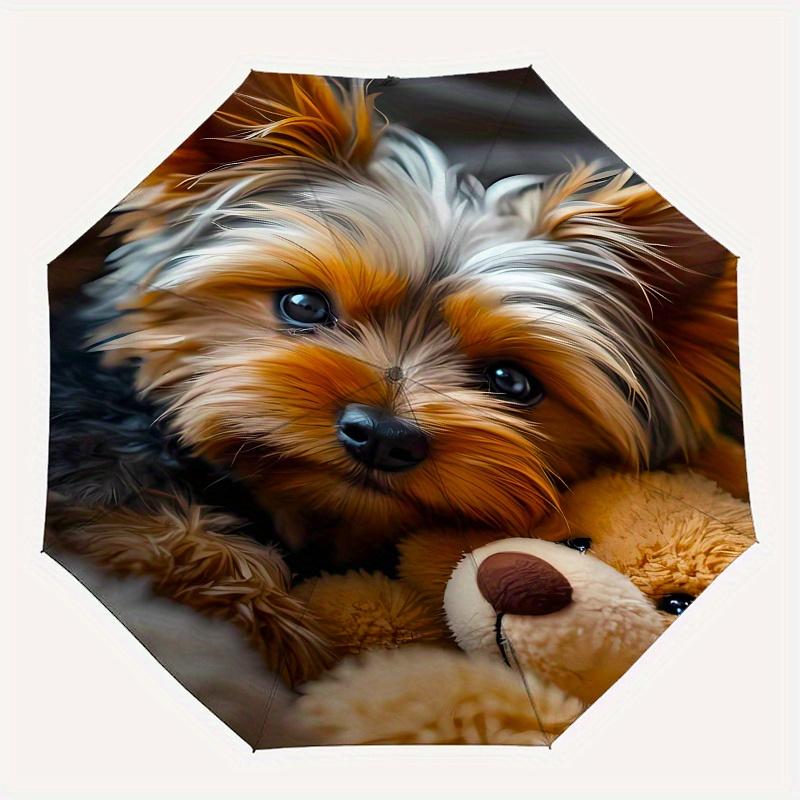 Dog,Teddy Bear Automatic Folding Umbrella  8 Ribs Lightweight Design, Durable Iron Frame, Compact and Portable, Ideal Birthday or Christmas