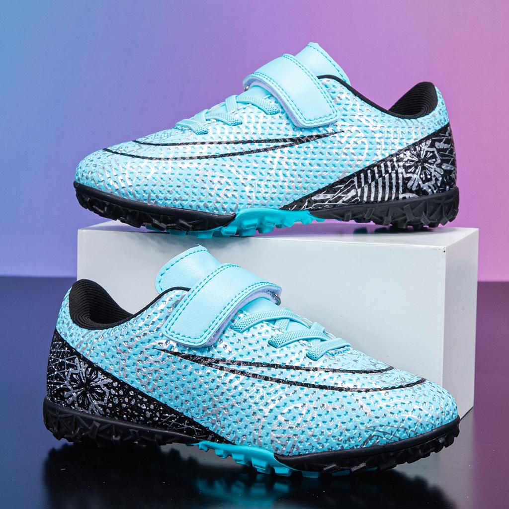 Children's Football Shoes Low Top Velcro Boys and Girls Student Training Sneakers Spike Shattered Sneakers