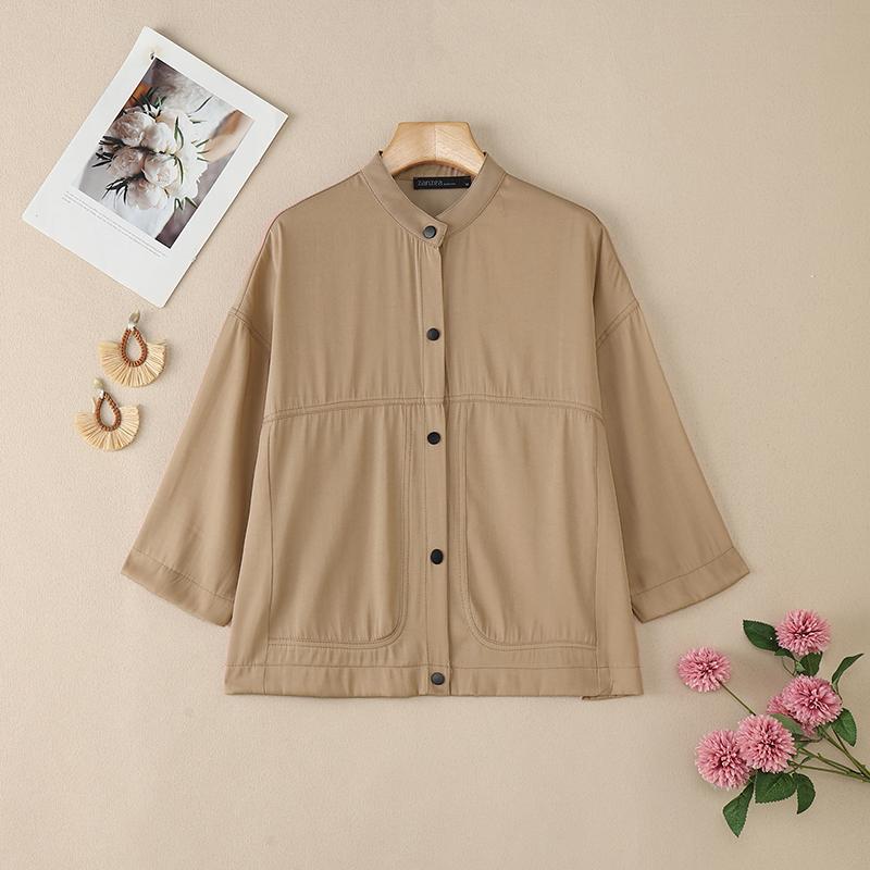 ZANZEA Dámská ležérní halenka s kulatým výstřihem, jednobarevná, s 3/4 rukávem, volného střihu