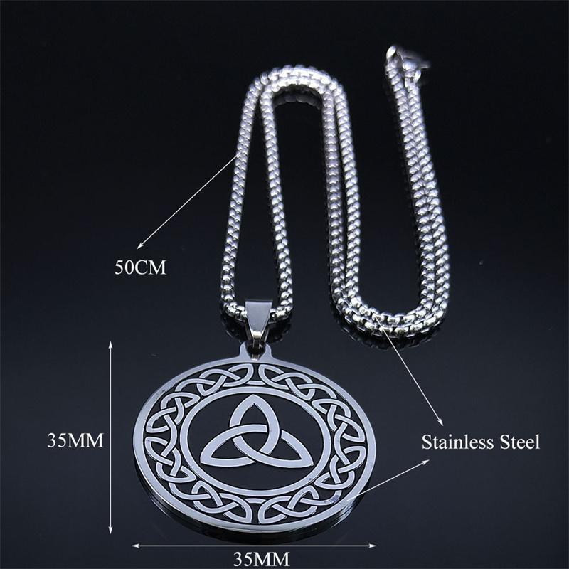 Viking Celtic Irish Knot Necklace Women/Men Stainless Steel Trinity Symbol Amulet Necklaces Jewelry  Cadenas Para Hombre N3345S2