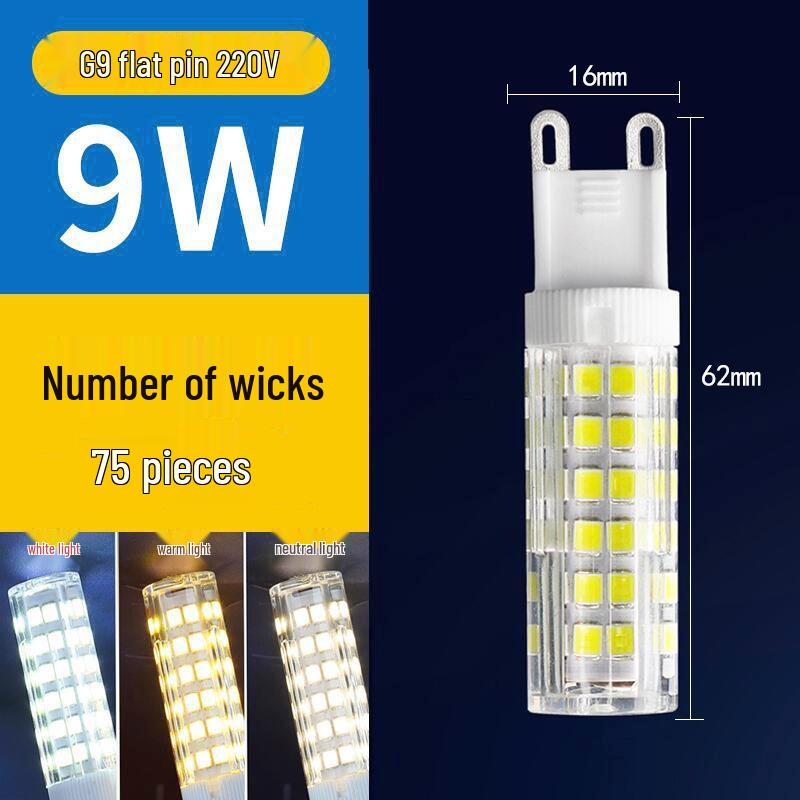 High Brightness G9 LED Pin Bulb, Flicker-Free, Energy-Saving, 220V Ceramic Corn Design.