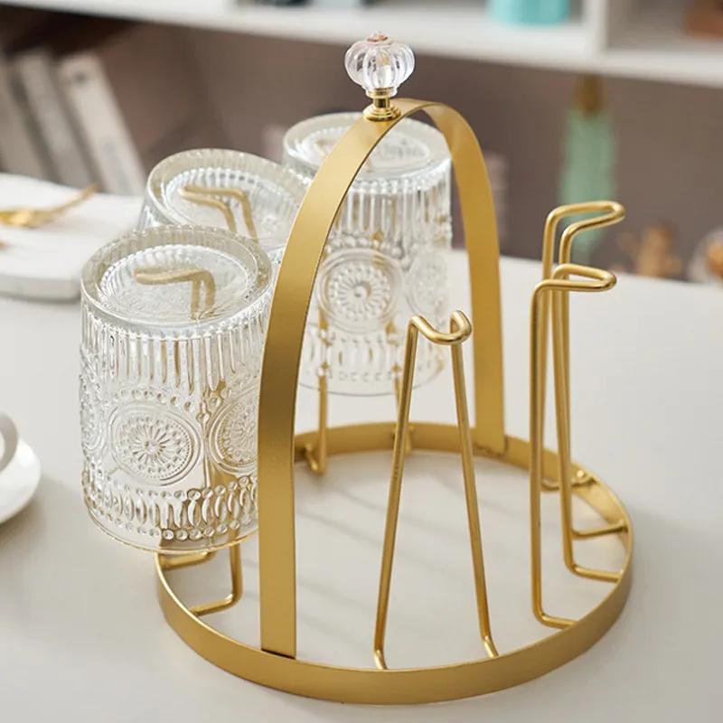 Creative Luxury Metal Cup Holder Living Room Cup Storage Rack Inverted Hanging Rack Glass Cup Holder 6cup Drain Rack Beer Glass Red Wine Glass YA111