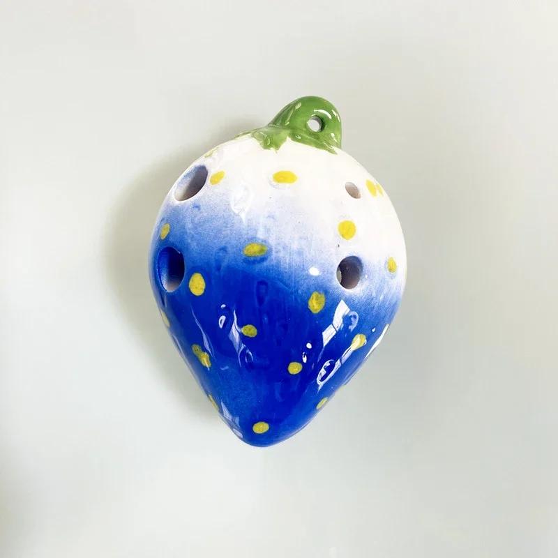 Strawberry Fruits Ocarina 6 Holes Creative Gradient Color Students Ceramics Handmade Ac Tone Orff Instruments For Beginners