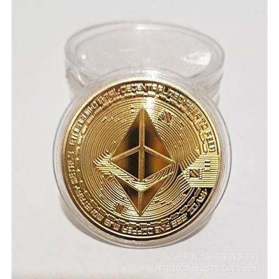 1 ks Ethereum Bitcoin Virtuálna Pamätná Minca Kovová Pozlátená Strieborná Pamätná Odznaková Výmenná Darčeková Reklamná Darčeková