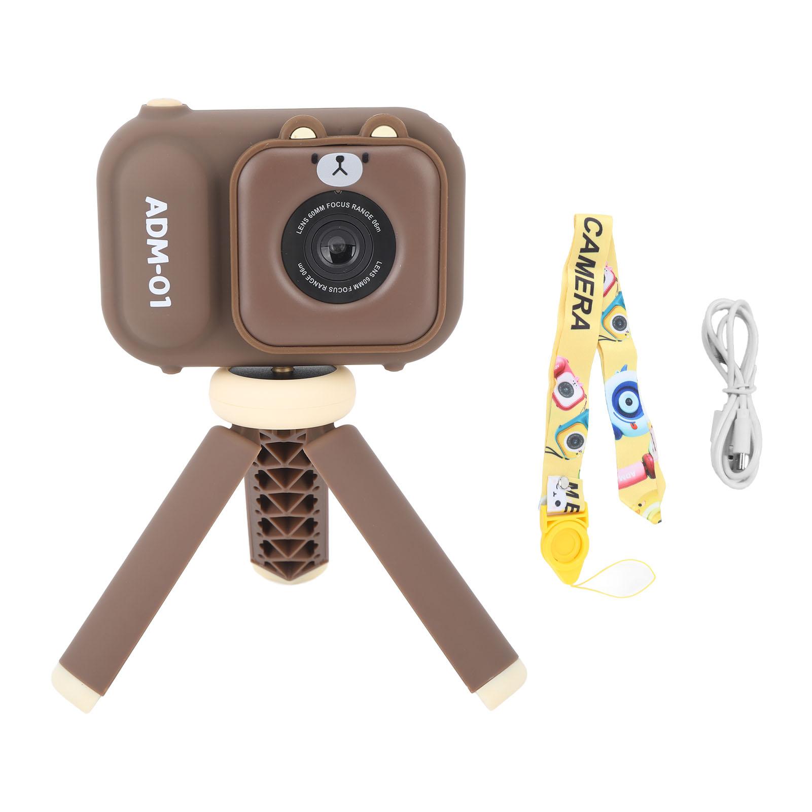 

Детская камера с экраном 2,4 дюйма, ручная камера с двумя объективами для фотосъемки и видеосъемки, встроенный аккумулятор емкостью 600 мАч коричневый
