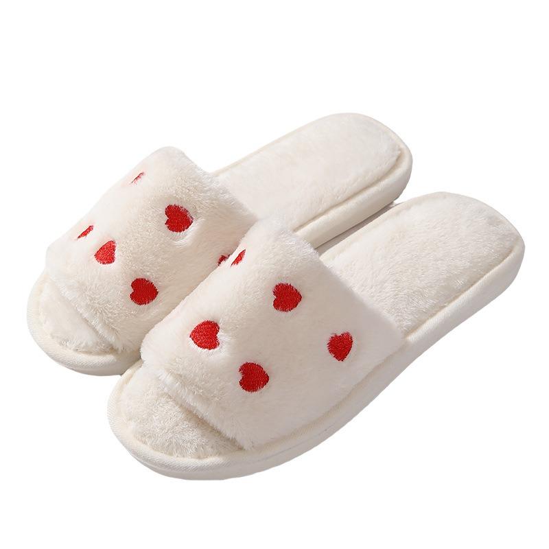 New Autumn and Winter Male and Female Couples Open Small Love Cotton Slippers Cute Cartoon Non-slip Cotton Mop At Home