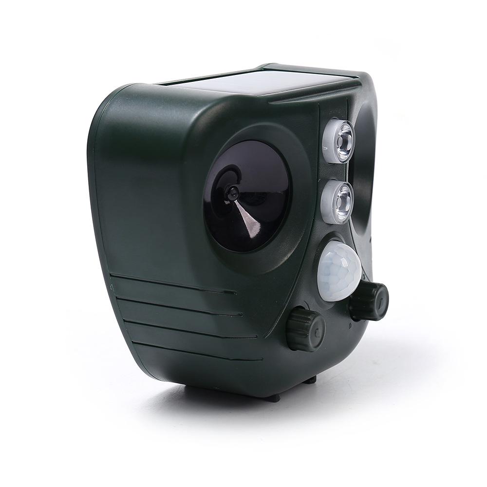 Solar Ultrasonic Animal Repeller with Infrared Sensing and Flashing Lights for Dogs, Birds, and Mice.