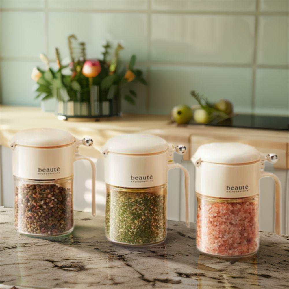 Large Capacity Sealed Seasoning Jar Push Type Salt Seasoning Box Sugar and Salt Container  for Home