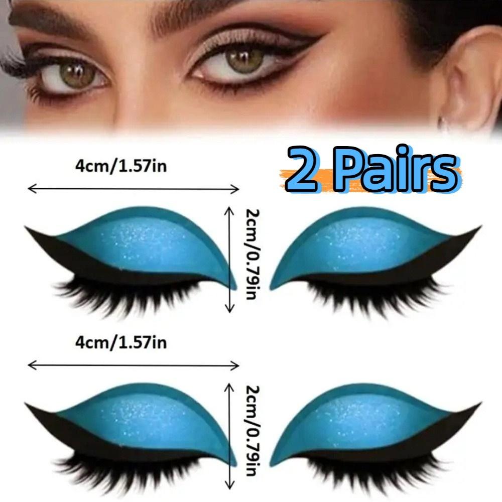 2 Pairs Self-Adhesive 3-in-1 Eye Makeup Sticker Reusable Party Makeup Stickers  Female