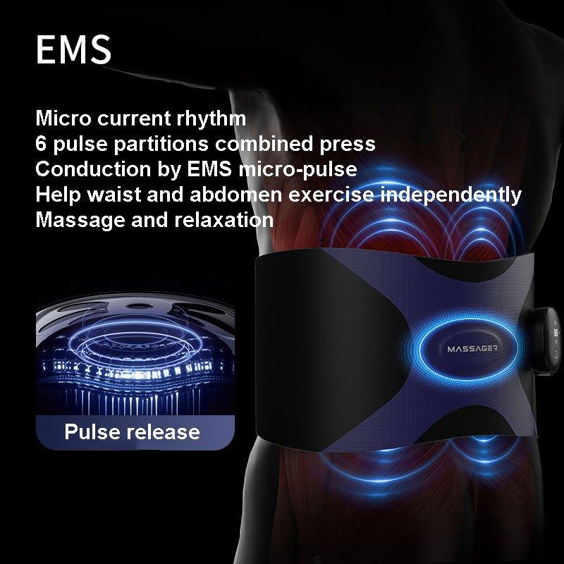 EMS Waist Massager Pulse Slimming Belt with Micro-current Assisted Exercise Hot Compress for Body Shaping