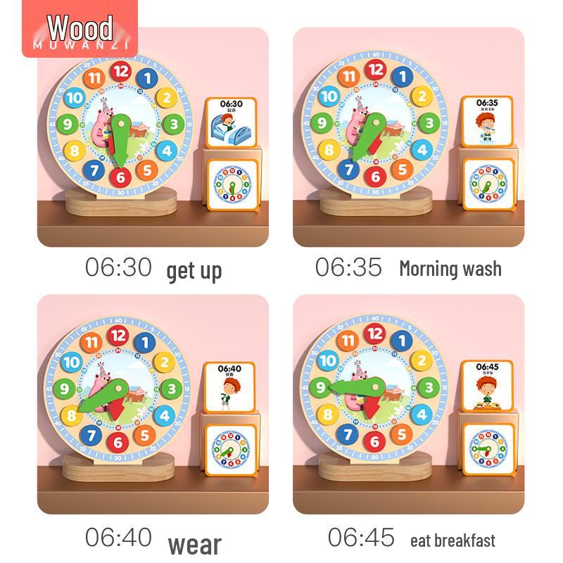 Kids' Educational Wooden Number Clock Puzzle: Early Learning Time Recognition Toy for Classrooms & Kindergartens.