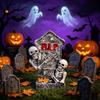 Shelf Ready Halloween Grave Marker Item, Resin Bone Figure Accent for Entry Table Styling and Event Display Use