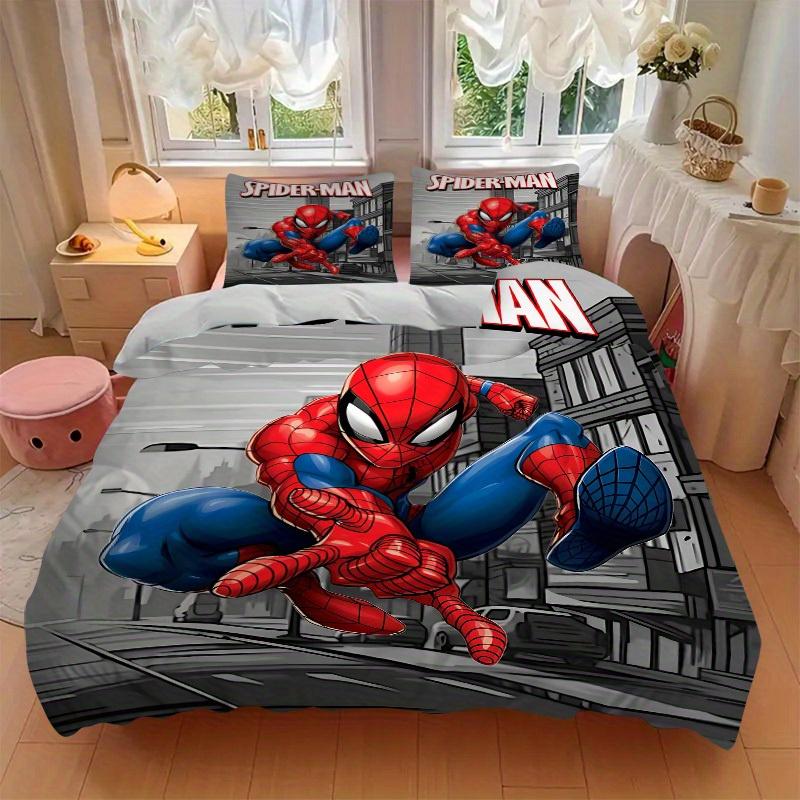 3pcs Spider-Man Printed Bedding Set, Breathable And Soft, Machine Washable, Christmas Gift, Suitable for Bedroom Decoration, 102
