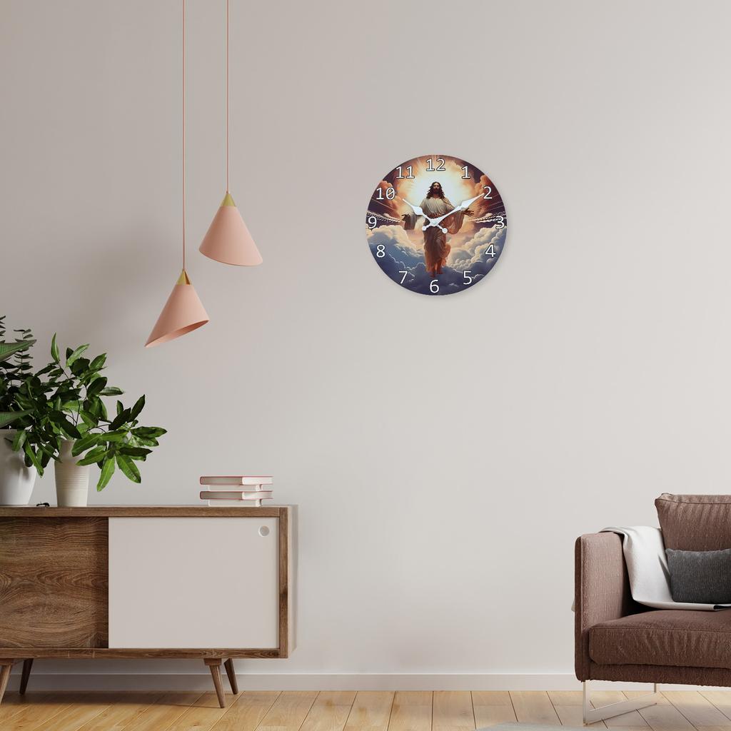 Premium-Quality Artistic Circular High-Standard Luminous High-Standard Jesus Superior-Grade Rising First-Class Pattern High-Standard Wooden