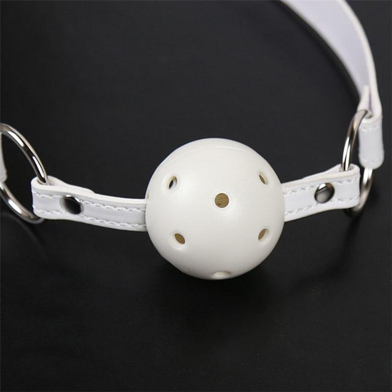 45mm White PU Leather Breathable Ball Gag Mouth Restraint BDSM Erotic Sexy Cosplay Flirting Sex Toys For Couples Adult