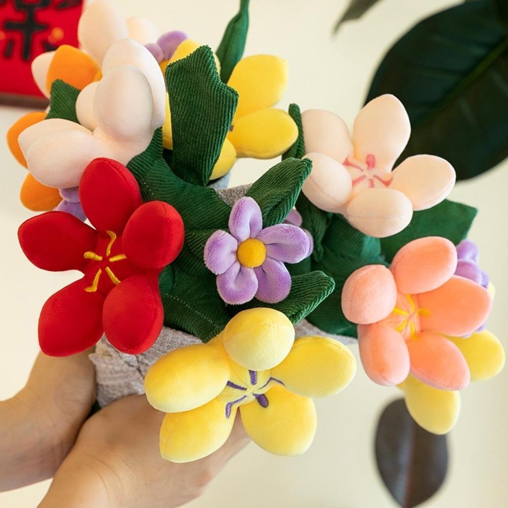 

PP Cotton Tulip Potted Plush Toy Funny Succulent Plush Plants Hand Holding Flowers Room Ornament рожевий