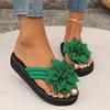Flip Flops Ladies Floral Comfortable Summer Slide Sandals With 3d Lotus Design Soft Fabric Upper And Eva Sole All Season Casual Beach Wear