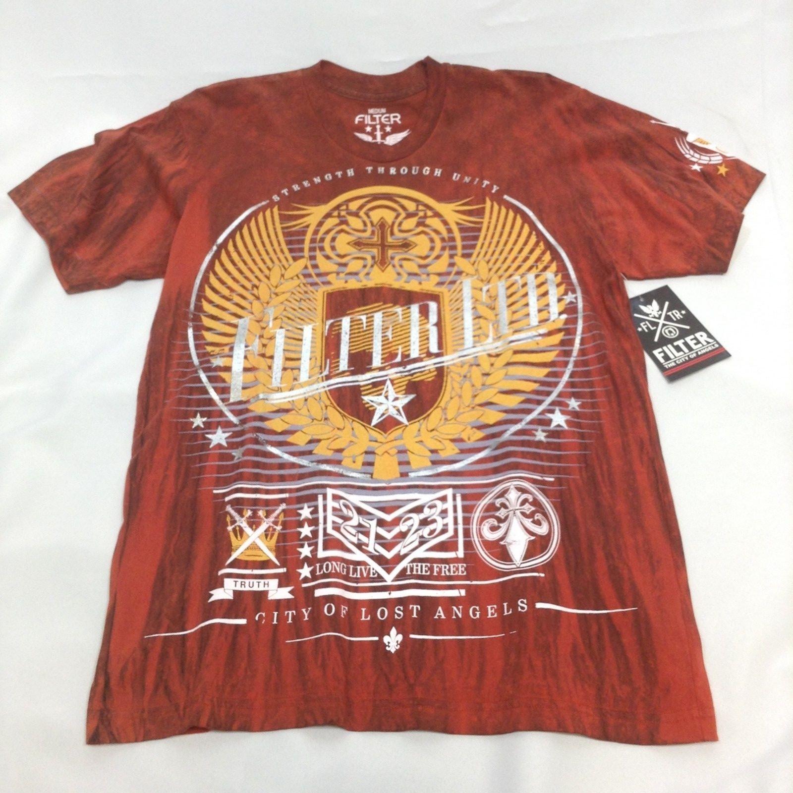 FILTER Men s T-Shirt CITY OF LOST ANGELES Slim Fit Shield AUTHENTIC Red Medium M XXL