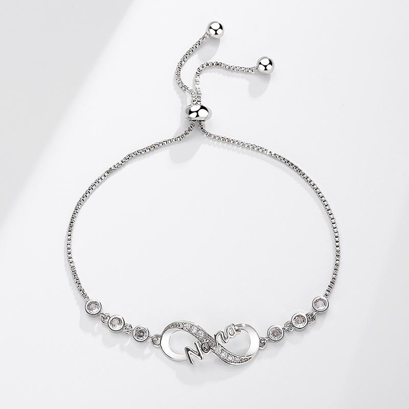 Unendliche Liegesschleife Verstellbares Zugkettenarmband für Damen Mit Zirkonsteinen Personalisierter Modeschmuck Geschenk