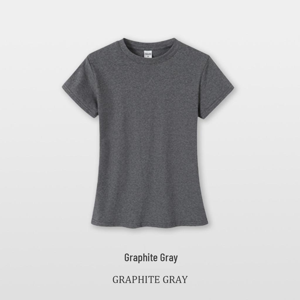 Round Neck Stretchy Spandex Waist-Cinching Women's T-Shirt, Pure Color Short Sleeve, Girls' Custom Blank Tee