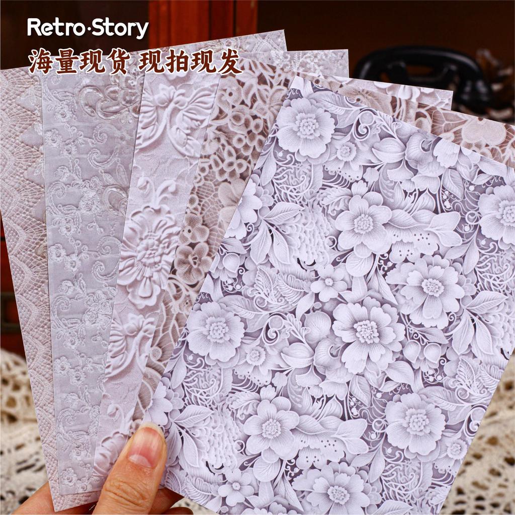 RetroStory Lace Series Material Pack: Romantic Retro Ita Bag & Journal Background Paper