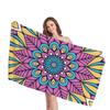 Ethnic Mandala Geometry Digital-printed Polyester Superfine Fiber Double-sided Fleece Beach Vacation Bath Towel, Beach Towel