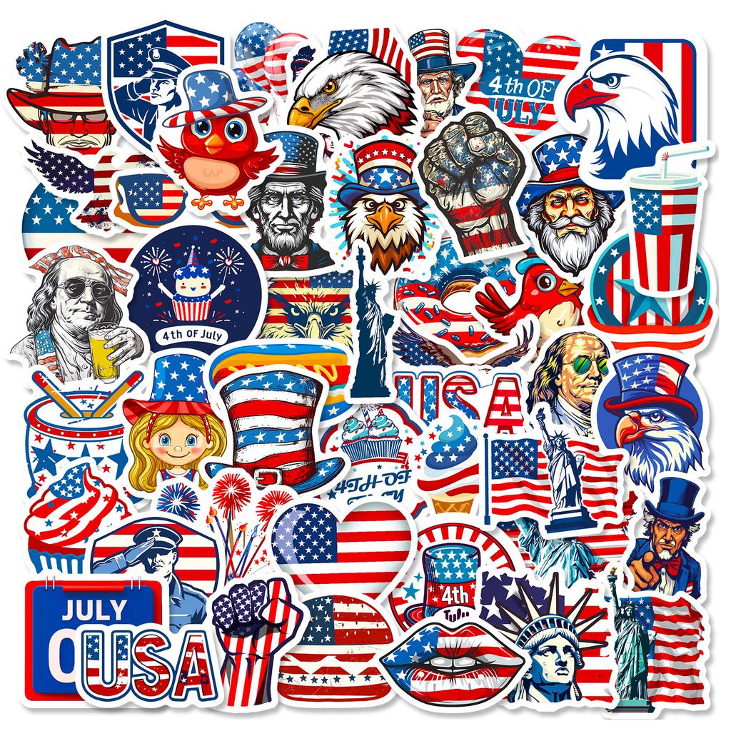 50 Independence Day Stickers Holiday Celebration Graffiti Stickers Diy Luggage Notebook Stickers