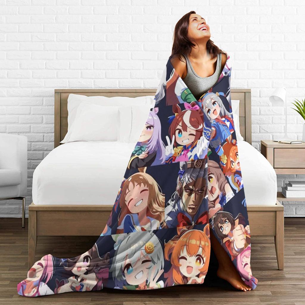Haru Urara Soft Warm Blanket Umamusume Kids Adult Plush Bedding Throws Funny Home Decor Flannel Bedspread Sofa Bed Cover