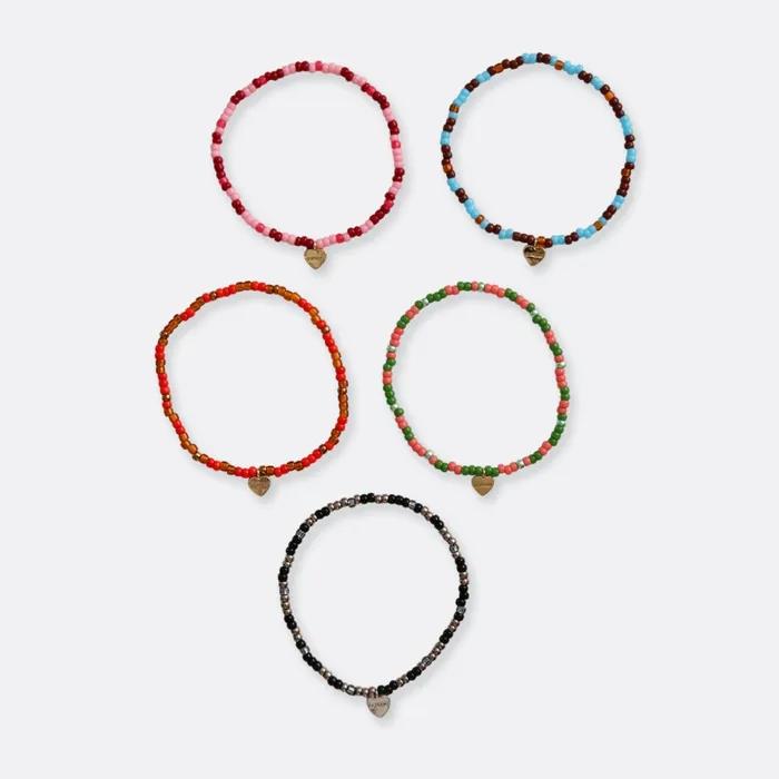 Alba Color Mix Layered Beads Bracelet Heart Charm Color Mix Seed Beads Bracelet