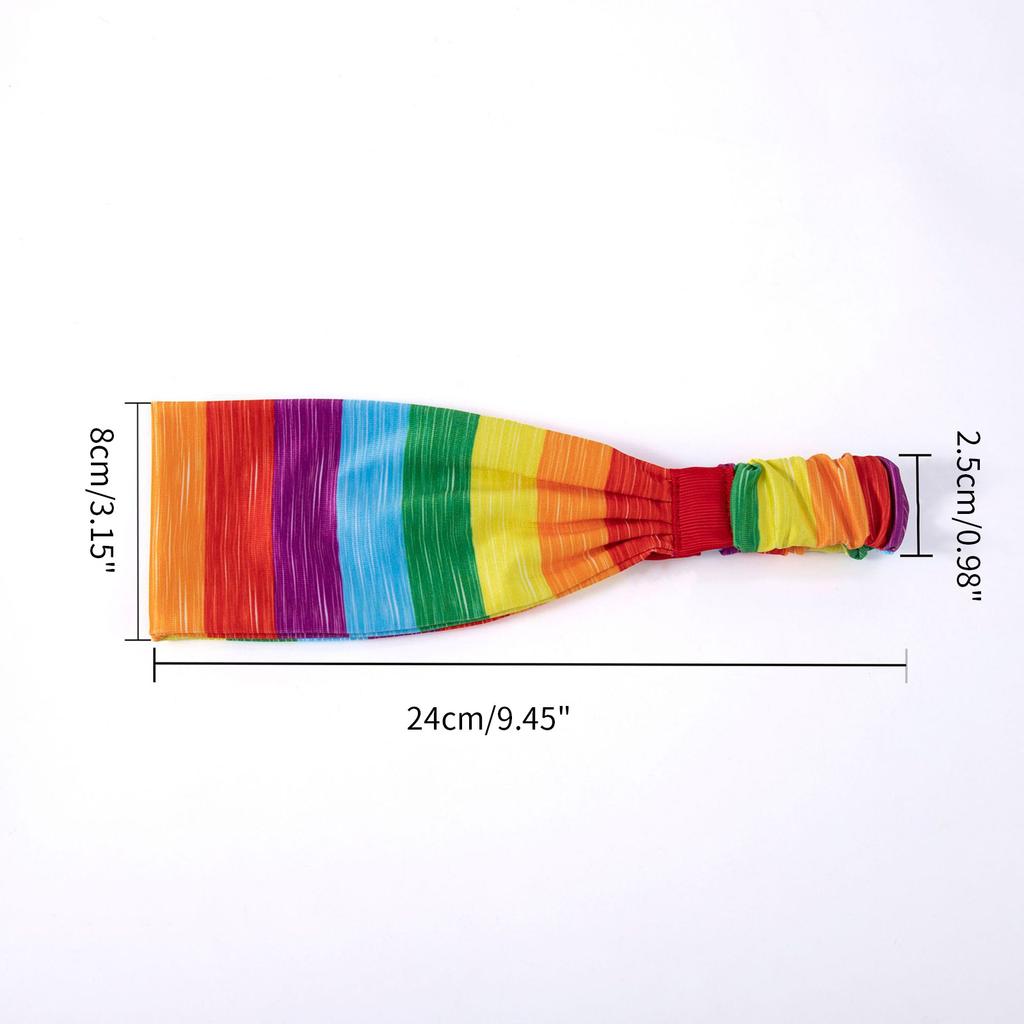 Breites Stirnband Bequeme Weiche Elastische Stirnbänder für den Alltag Yoga Training Regenbogen-Print Pride Edition