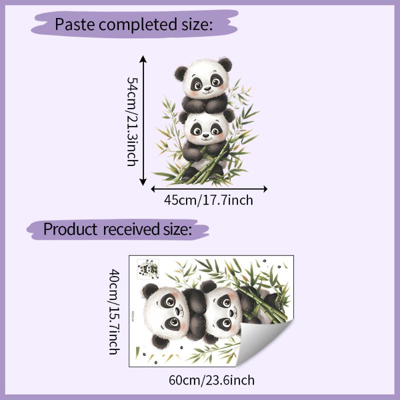 Cartoon Aquarell Bambus Panda Schlafzimmer Wohnzimmer Eingang Dekoration Selbstklebend Raumdekor