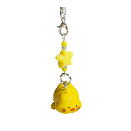 

Keychain Pendant Resin Smooth Shiny Mini Size 3D Yellow Chicken Star Bead Design Keyring Bags Mobile Phone Lanyard
