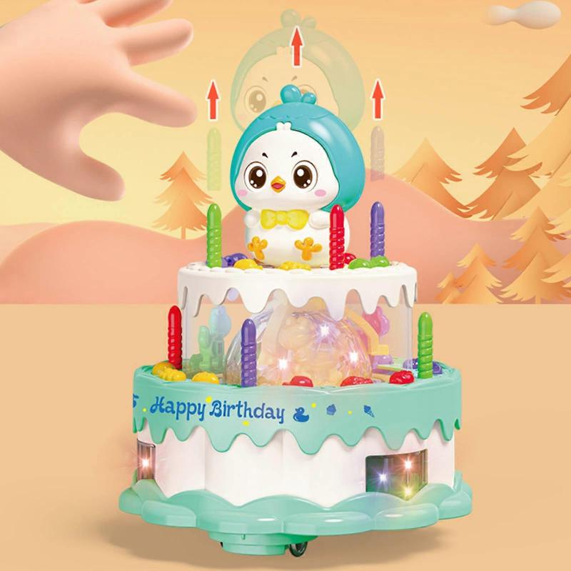 Funny Electric Cartoon Glowing Birthday Cake Toy with Sound for Kids Children Musical Singing Birthday Cake Toy for Kids