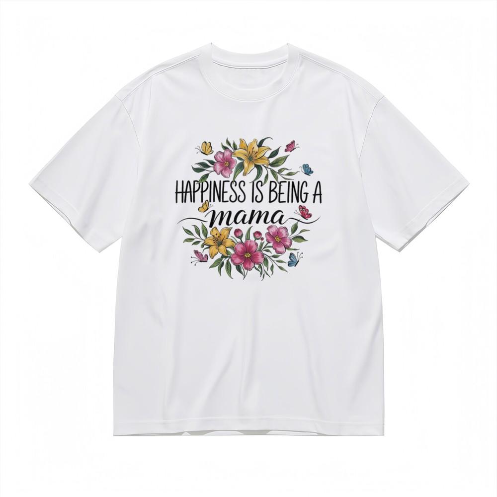 

Women s Inspirational Breathable Classic T-Shirt Floral Happiness Mama Tee 4XL