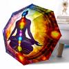Chakra Balance Mandala Automatischer Regenschirm Kompakt 8-Rippen-Design Leicht Ganzjahres-Reise-Outdoor-Zubehör Perfektes Geschenk für Frauen Männer