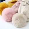 2Pcs/Set Children Hat Scarf Set Plush Ball Decor Bear Pattern Thickened Soft Touch Windproof Kids Knitting Hat Long Scarf Set