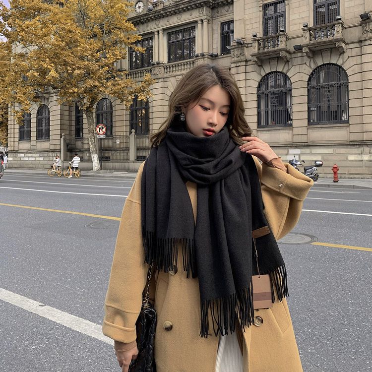 White Scarf Women's Autumn and Winter New Cashmere Scarf Versatile Men's Shawl Korean Version Scarf