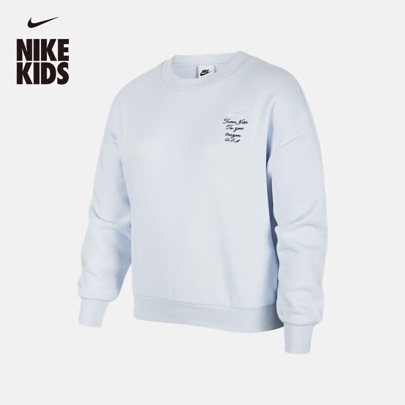 NIKE Big Kids  Unisex Knit Panel Fleece Crewneck Sweatshirt FV8449 145 M
