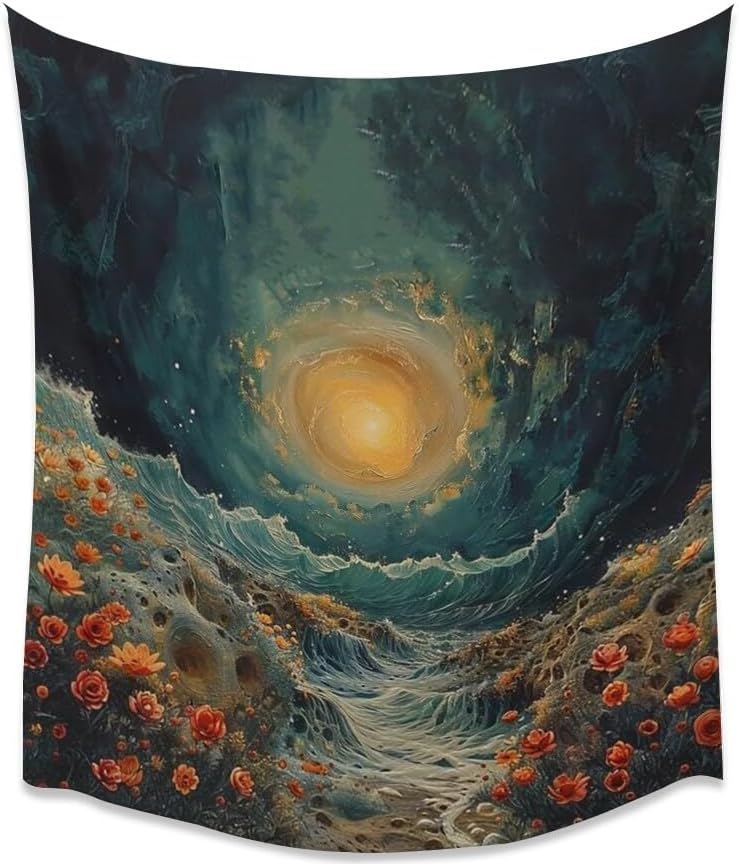 Gothic Enchanted Forest Art Tapestry Dark Academia Fantasy Lantern Aesthetic Tapestries Boho Vintage Wall Hanging Decor Bedroom