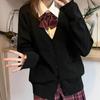 Spring and Autumn JK Sweater Solid Color V-neck Knitted Sweater JK Uniform Cardigan Top Women's Cotton Sweater